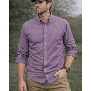 Untuckit Button Up Shirt XL Symington Blue Check Performance Reg Fit Casual